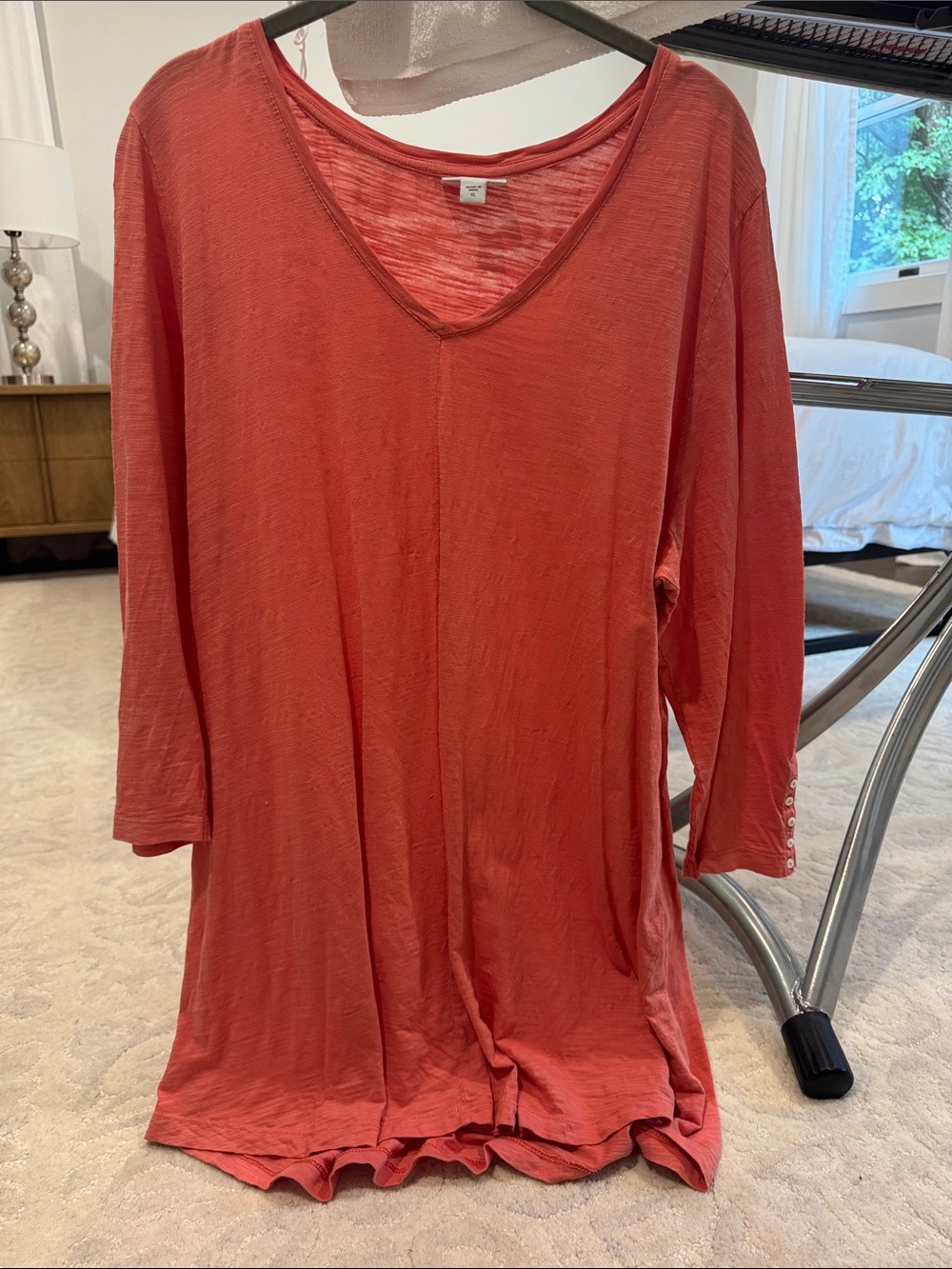 J. Jill Coral V-Neck Long Sleeve Tee